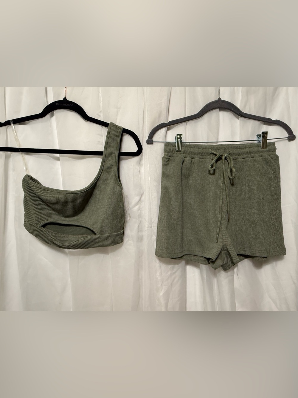 Ribbed Olive Green Lounge Set